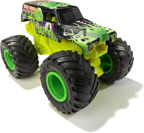 Monster Jam Grave Digger Smash&Bash Die-Cast Monster Truck-Real Action Crash Reset Vehicle, 1:64 Scale, Series 01